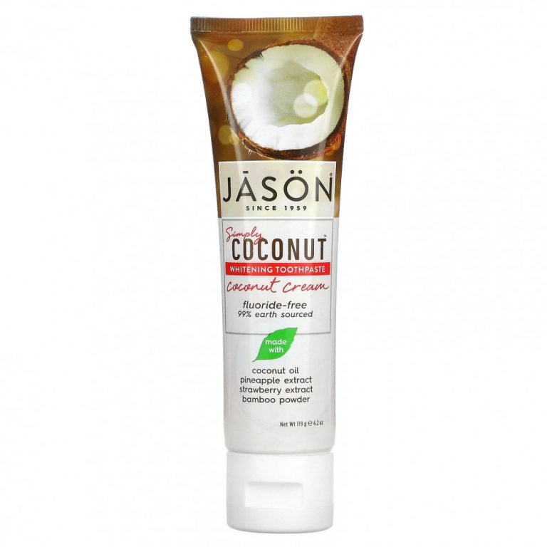 Jason Natural, Simply Coconut, отбеливающая зубная паста, кокосовый крем, 119 г (4,2 унции)