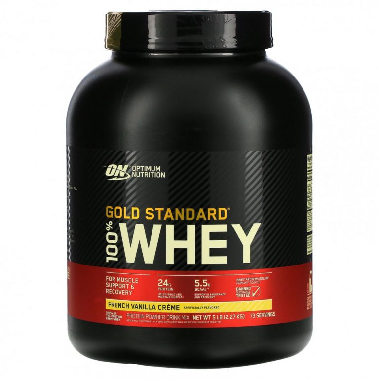 Optimum Nutrition, Gold Standard 100% Whey, сывороточный протеин, французский ванильный крем, 2,27 кг (5 фунтов)