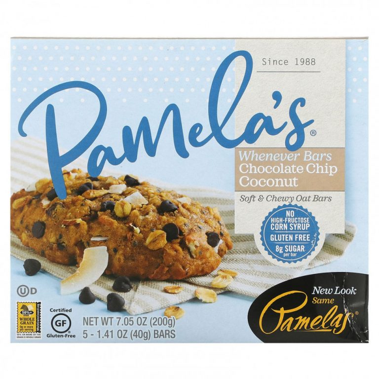 Pamela’s Products, Wheever Bars, овсяные шоколадные крошки и кокос, 5 батончиков по 40 г (1,41 унции)