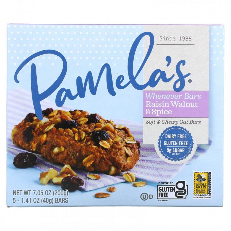 Pamela’s Products, Whe Since Bars, овсяные, изюмные и ореховые специи, 5 батончиков по 40 г (1,41 унции)