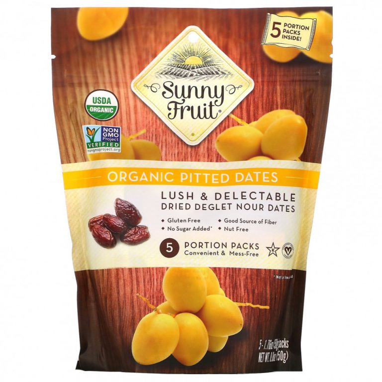 Sunny Fruit, Organic Pitted Dates, 5 Portion Packs, 1.76 oz ( 50 g) Each