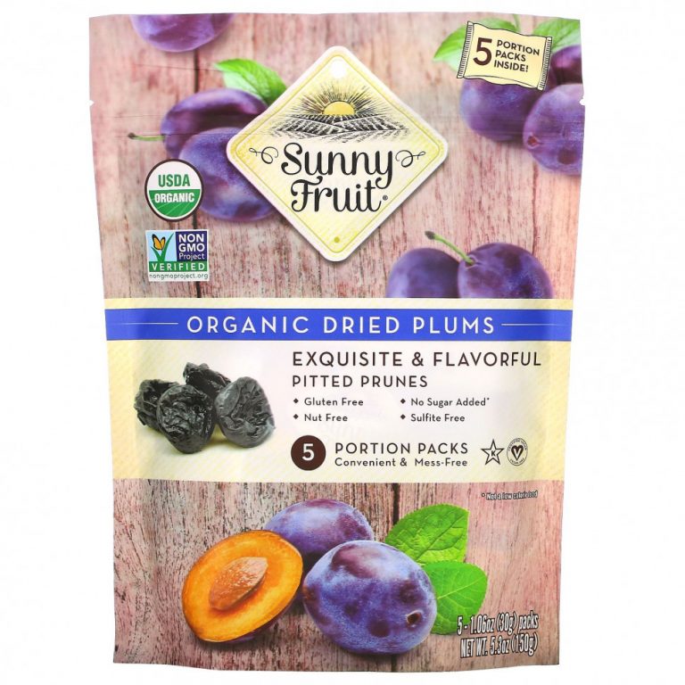 Sunny Fruit, Organic Dried Plums, 5 Portion Packs, 1.06 oz ( 30 g) Each