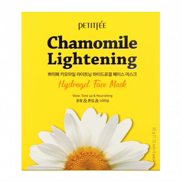 Petitfee, Chamomile Lightening, гидрогелевые маски для лица, 5 шт. по 32 г (1,12 унции)