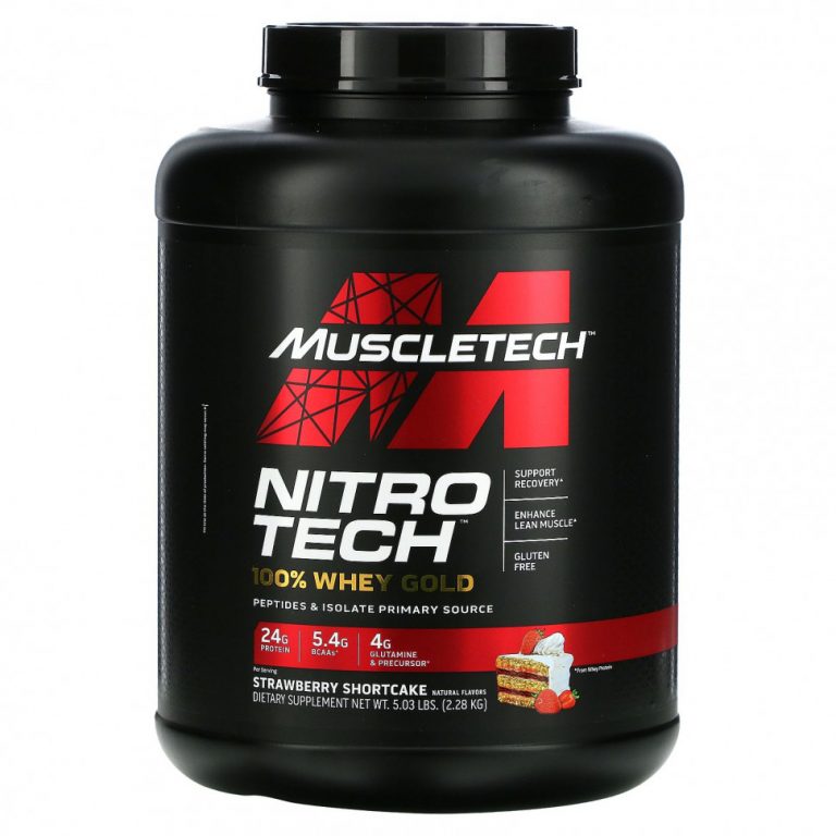 Muscletech, Nitro Tech, 100% Whey Gold, вкус песочного печенья с клубникой, 2,28 кг (5,03 фунта)