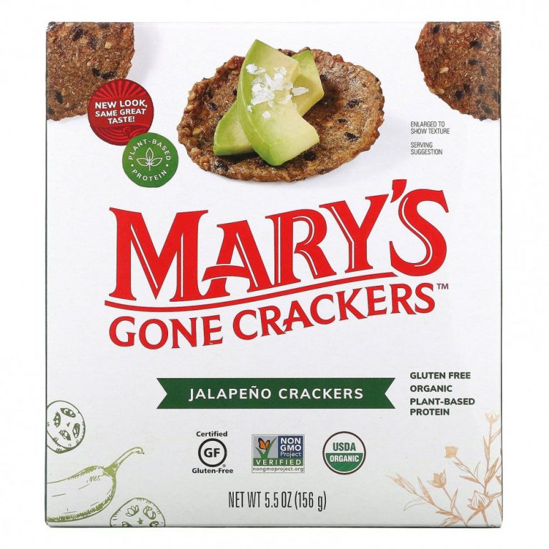 Mary’s Gone Crackers, крекеры со вкусом халапеньо,156 г (5,5 унции)