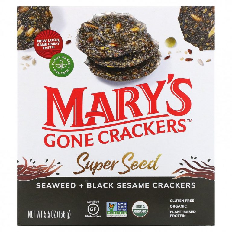 Mary’s Gone Crackers, Super Seed, зерновые крекеры, водоросли и черный кунжут, 155 г (5,5 унции)