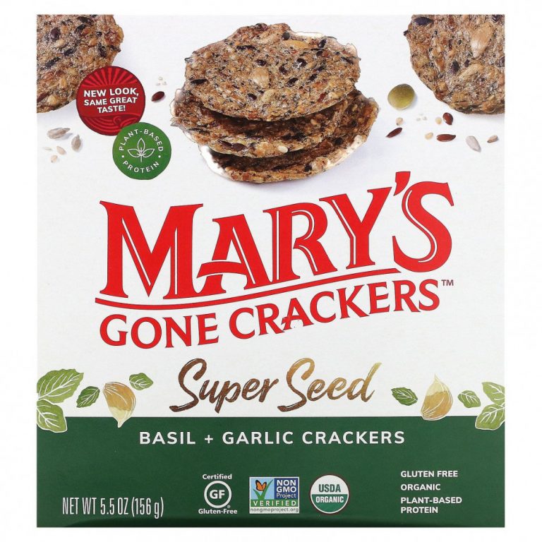 Mary’s Gone Crackers, Super Seed, зерновые крекеры, базилик и чеснок, 156 г (5,5 унции)