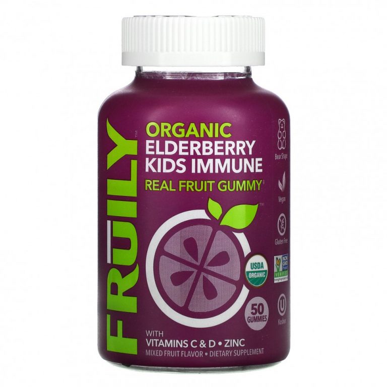 Fruily, Organic Elderberry Kids Immune, With Vitamins C & D, Zinc, Mixed Fruit, 50 Gummies