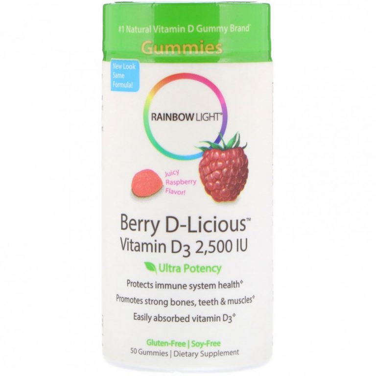 Rainbow Light, Berry D-Licious, витамин D3, со вкусом малины, 2,500 МЕ, 50 желейных конфет