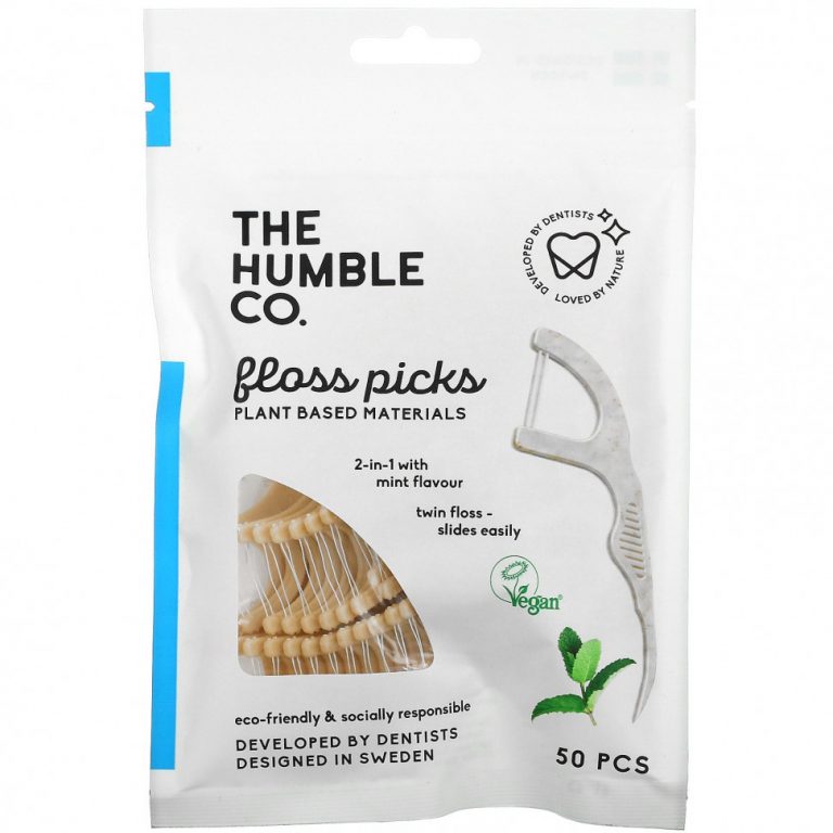 The Humble Co., 2-In-1 Floss Picks, Mint Flavor, 50 Picks