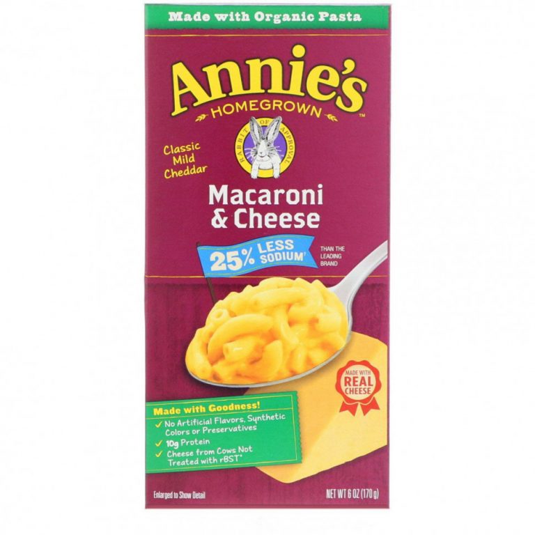 Annie’s Homegrown, Macaroni & Cheese, классический мягкий чеддер, без натрия, 170 г (6 унций)