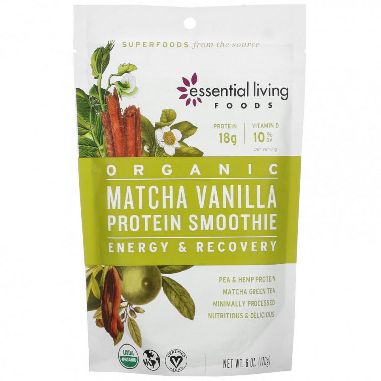 Essential Living Foods, Органический смузи с ванильным протеином и маття, 170 г (6 унций)