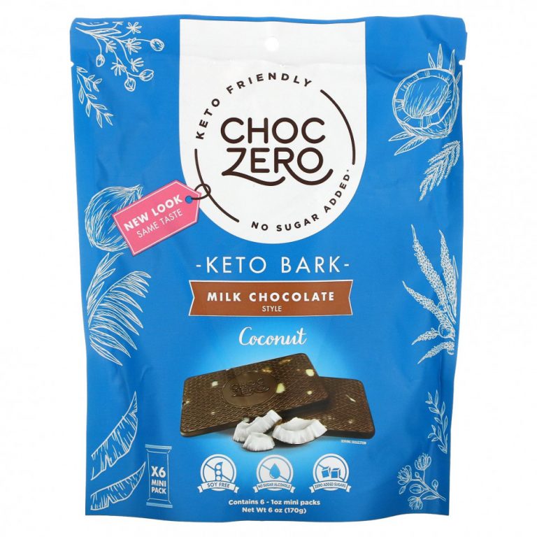 ChocZero, молочный шоколад, кокос, 6 мини-плиток, по 28 г (1 унции)