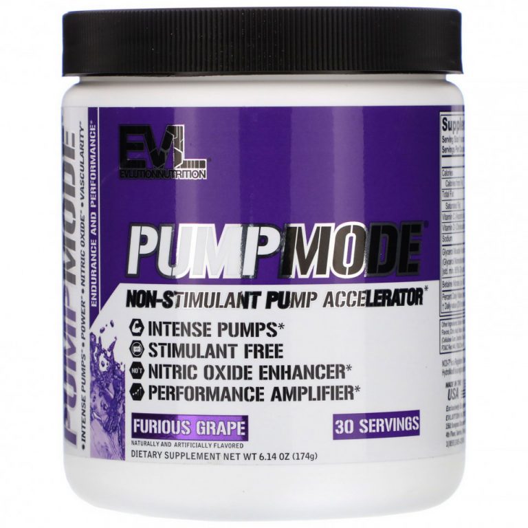 EVLution Nutrition, PumpMode, Non-Stimulant Pump Accelerator, яростный виноград, 174 г (6,14 унции)