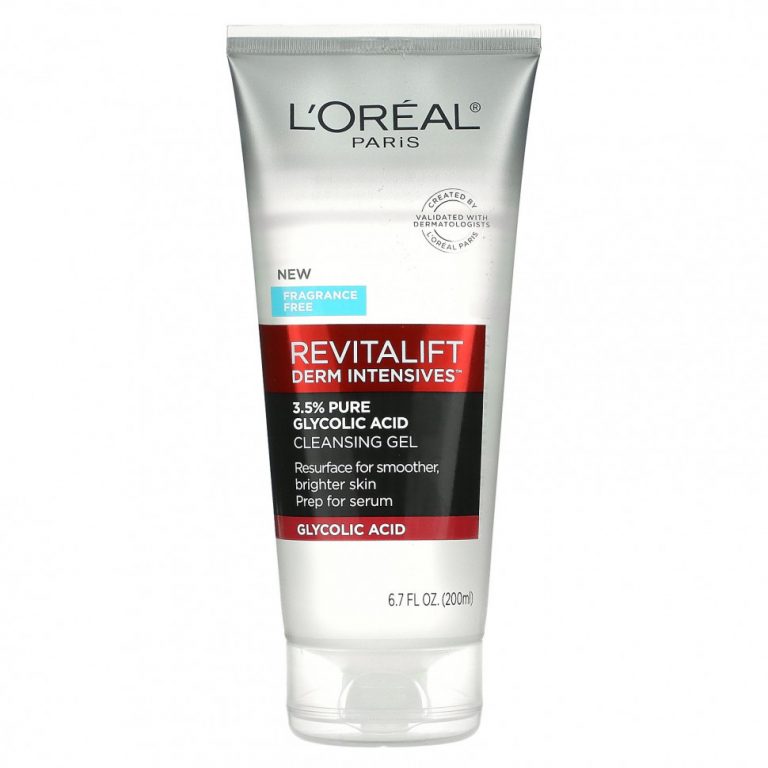 L’Oreal, Revitalift Derm Intensives, очищающий гель с 3,5% чистой гликолевой кислотой, без отдушек, 200 мл (6,7 жидк. Унции)