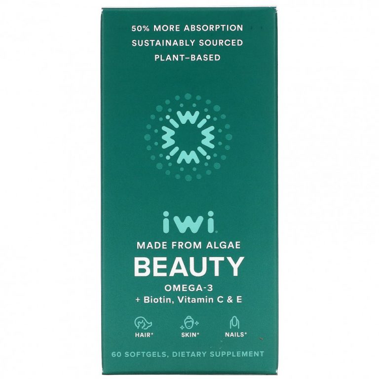 iWi, Beauty, омега-3 и биотин, витамины C и E, 60 мягких таблеток