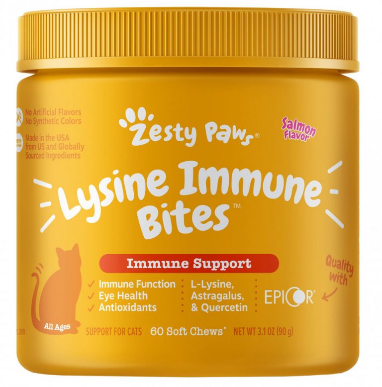 Zesty Paws, Lysine Immune Bites, поддержка иммунитета кошек, для всех возрастов, лосось, 60 жевательных таблеток, 90 г (3,1 унции)