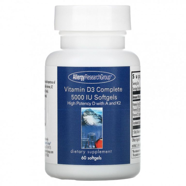 Allergy Research Group, Vitamin D3 Complete, 5000 IU, 60 Softgels