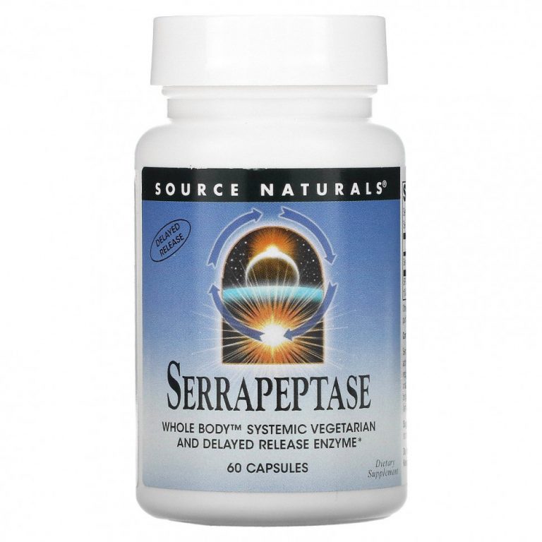 Source Naturals, Серрапептаза, 60 капсул