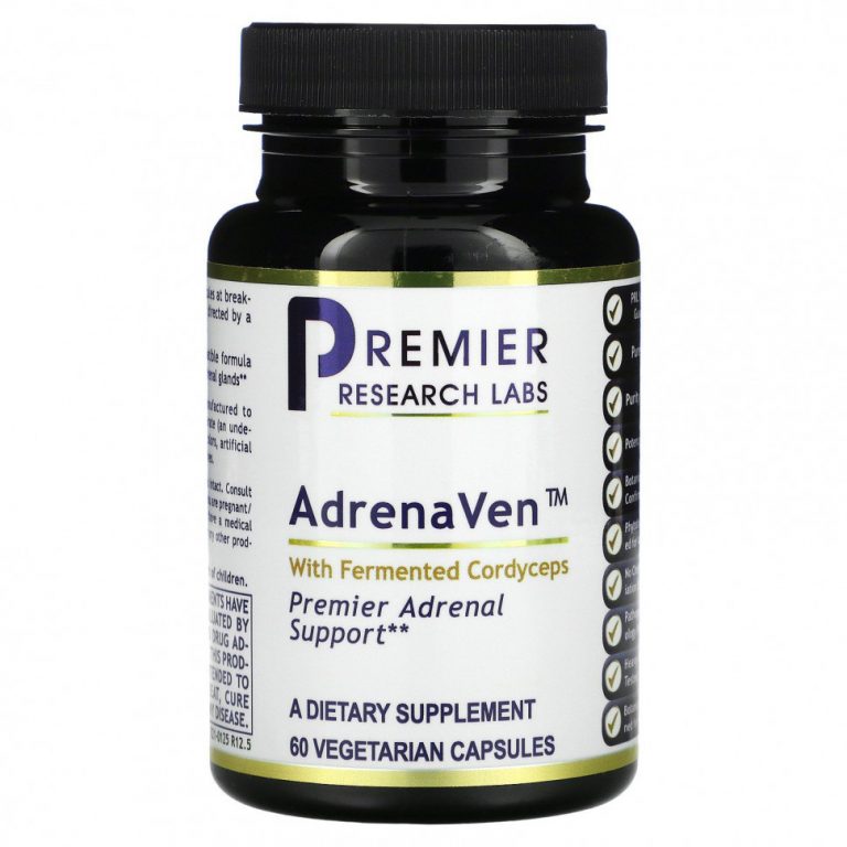 Premier Research Labs, AdrenaVen с ферментированным кордицепсом, 60 вегетарианских капсул