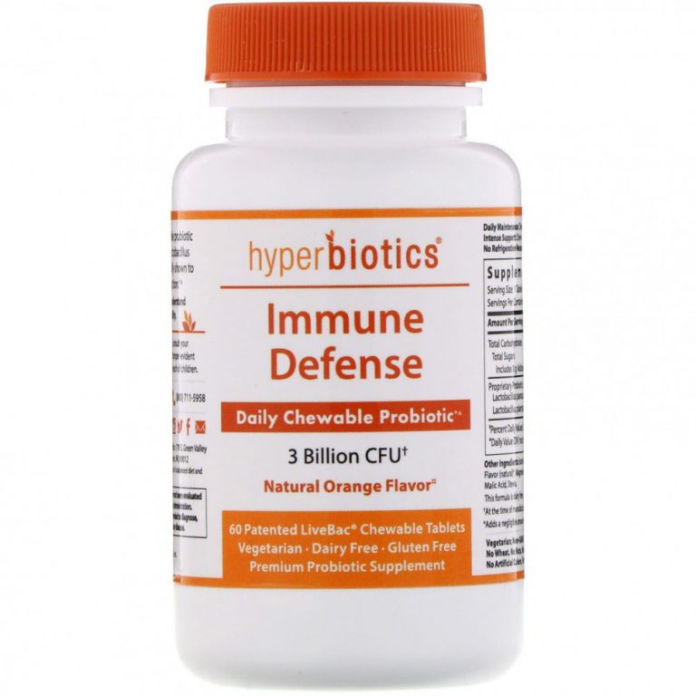 Hyperbiotics, Immune Defense, 3 Billion CFU, Natural Orange, 60 Chewable Tablets