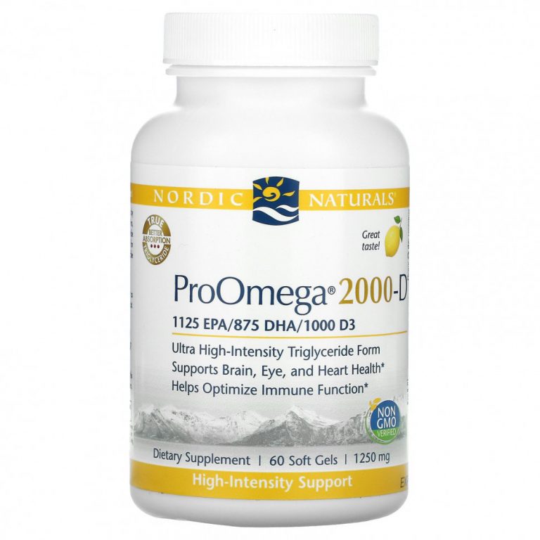 Nordic Naturals, ProOmega 2000-D, Лимон, 1250 мг, 60 мягких таблеток