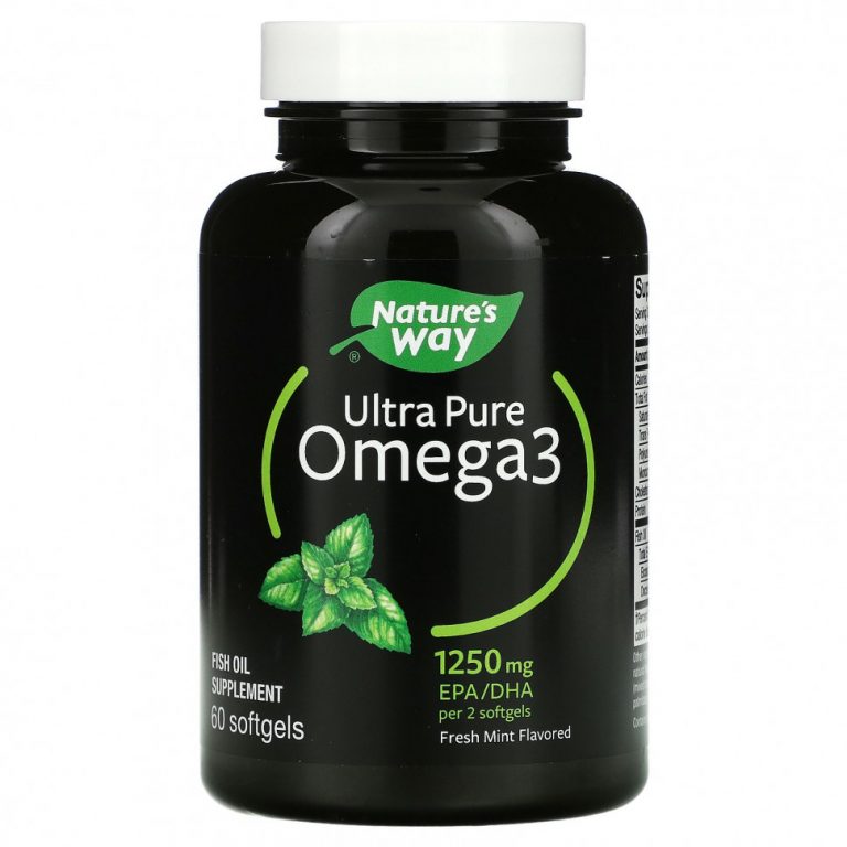 Nature’s Way, Ultra Pure Omega3, свежая мята, 625 мг, 60 мягких таблеток