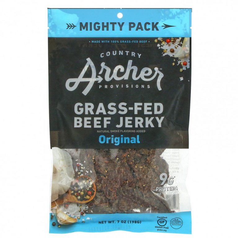 Country Archer Jerky, вяленая говядина травяного откорма, оригинальный вкус, 198 г (7 унций)