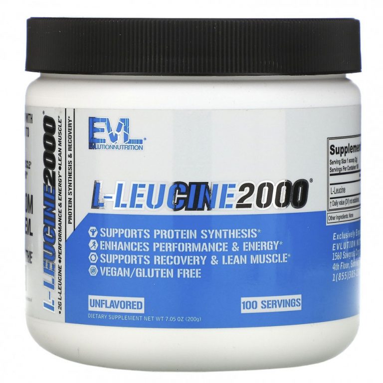 EVLution Nutrition, L-лейцин 2000, без добавок, 200 г (7,05 унции)