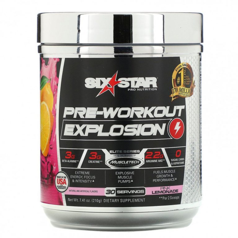 Six Star, Pre-Workout Explosion, розовый лимонад, 210 г (7,41 унции)