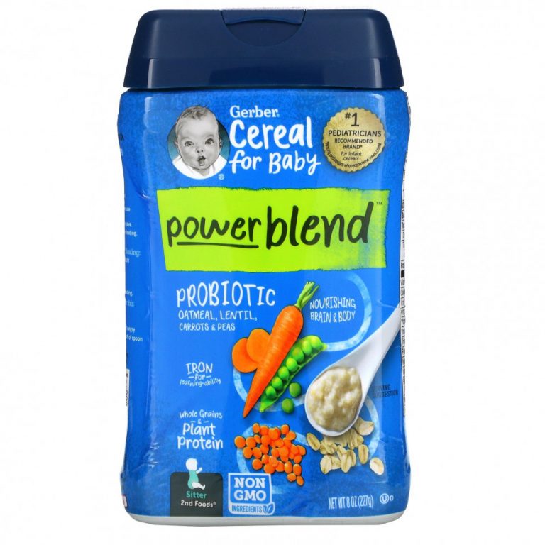 Gerber, Powerblend Cereal for Baby, Probiotic Oatmeal, Lentil, Carrots & Peas, Sitter, 8 oz (227 g)