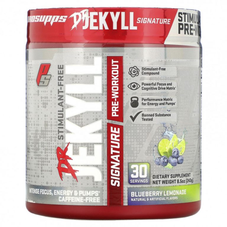 ProSupps, доктором Jekyll Signature, перед тренировкой без стимуляторов, черничный лимонад, 243 г (8,5 унции)