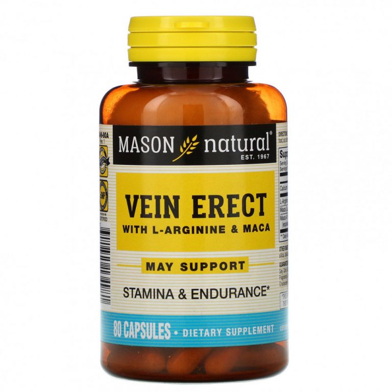 Mason Natural, Vein Erect, с L-аргинином и мака, 80 капсул