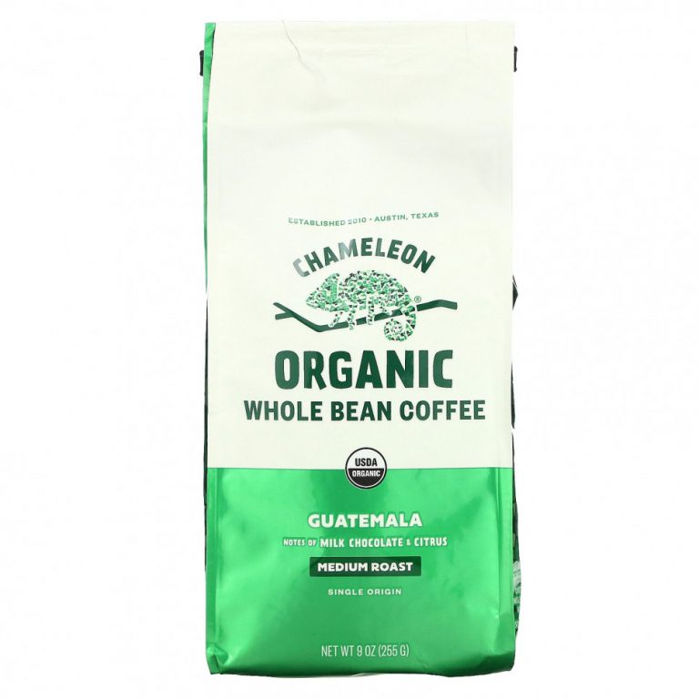 Chameleon Organic Coffee, органический кофе, цельные зерна, Гватемала, средняя обжарка, 255 г (9 унций)