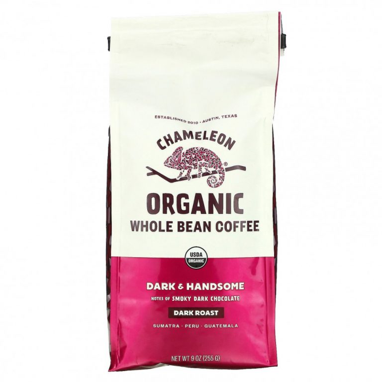 Chameleon Organic Coffee, органический кофе, цельные зерна, темный и насыщенный, темная обжарка, 255 г (9 унций)