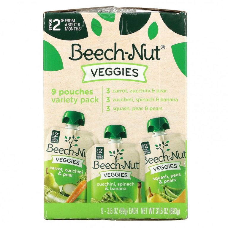 Beech-Nut, Veggies, Variety Pack, этап 2, 9 пакетиков, 99 г (3,5 унции)