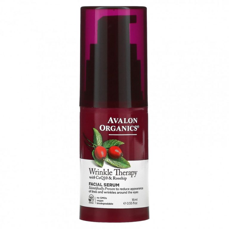 Avalon Organics, Wrinkle Therapy с коэнзимом Q10 и шиповником, сыворотка для лица, 16 мл (0,55 жидк. Унции)