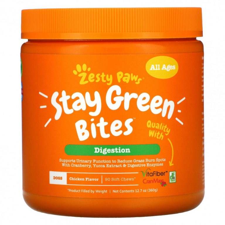 Zesty Paws, Stay Green Bites for Dogs, для пищеварения, для всех возрастов, со вкусом курицы, 90 жевательных таблеток