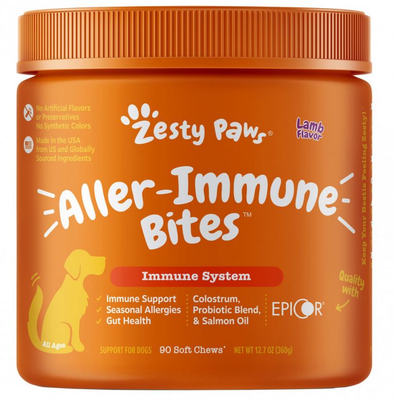 Zesty Paws, Aller-Immune Bites, добавка для собак всех возрастов, со вкусом ягнятины, 90 жевательных таблеток, 360 г (12,7 унции)