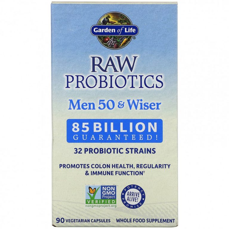 Garden of Life, RAW Probiotics, витамины для мужчин от 50 лет, 85 миллиардов живых культур, 90 вегетарианских капсул