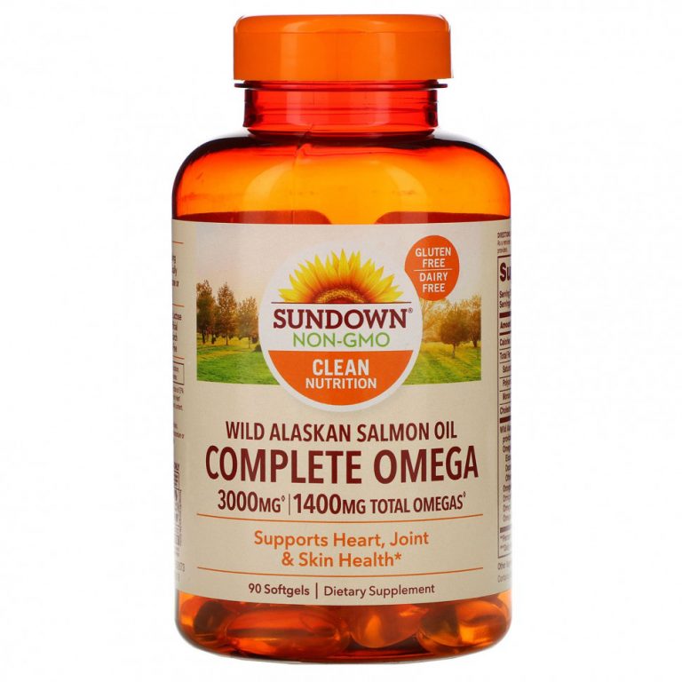 Sundown Naturals, Complete Omega, жир дикого аляскинского лосося, 1400 мг, 90 мягких таблеток