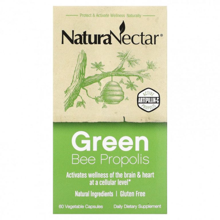 NaturaNectar, Green Bee Propolis, 60 вегетарианских капсул