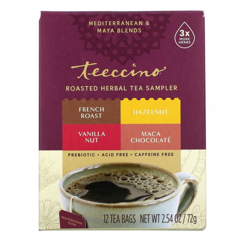 Teeccino, Пробник обжаренного травяного чая, 4 вкуса, без кофеина, 12 чайных пакетиков, 72 г (2,54 унции)