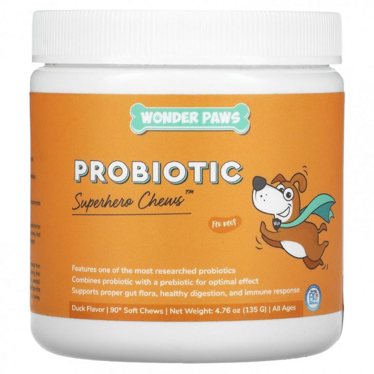 Wonder Paws, Probiotic, супергеройские жевательные таблетки для собак, для всех возрастов, для утки, 90 мягких жевательных таблеток