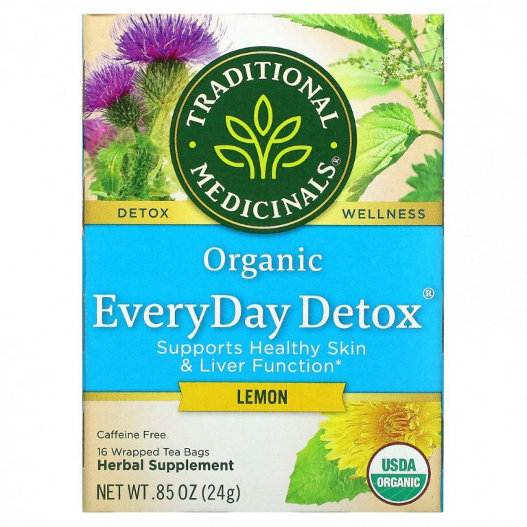 Traditional Medicinals, Organic EveryDay Detox, лимон, без кофеина, 16 чайных пакетиков в упаковке, 24 г (0,85 унции)