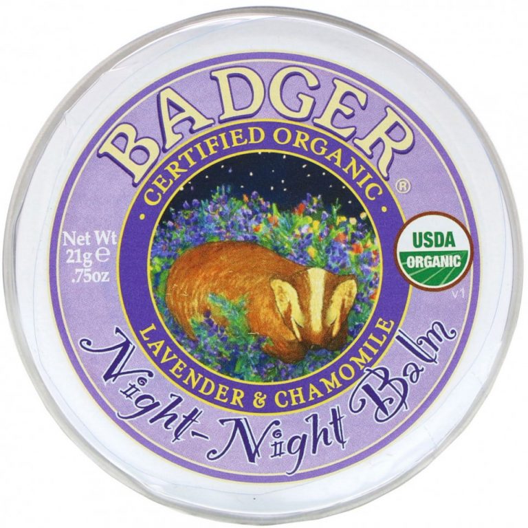 Badger Company, Organic, бальзам ‘ночь-ночь’, лаванда и ромашка, 0,75 унции (21 г)