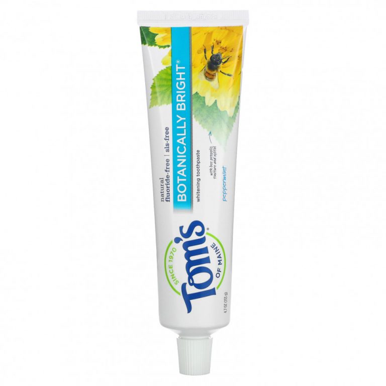 Tom’s of Maine, Natural Botanically Bright Whitening Toothpaste, без фтора, перечная мята, 133 г (4,7 унции)