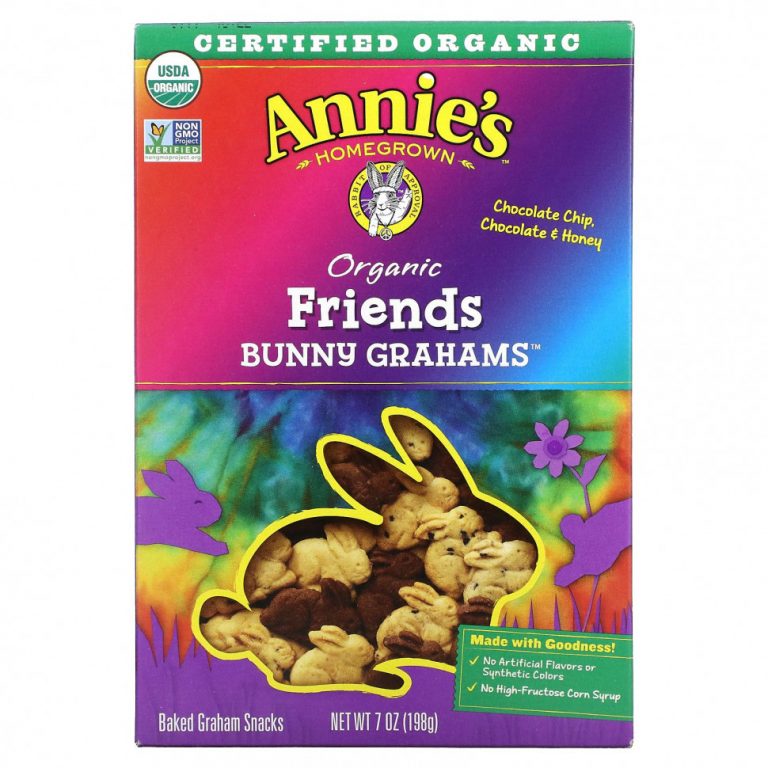 Annie’s Homegrown, Organic Friends Baked Bunny Graham Snacks, шоколадная крошка, шоколад и мед, 198 г (7 унций)