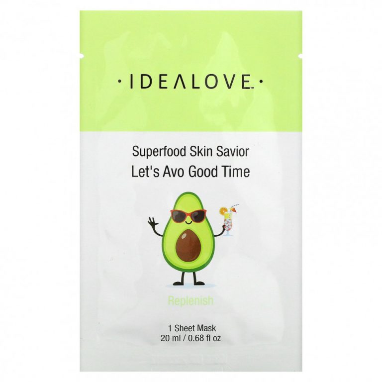 Idealove, Superfood Skin Savior, Let’s Avo Good Time, 1 тканевая маска, 20 мл (0,68 жидк. Унции)