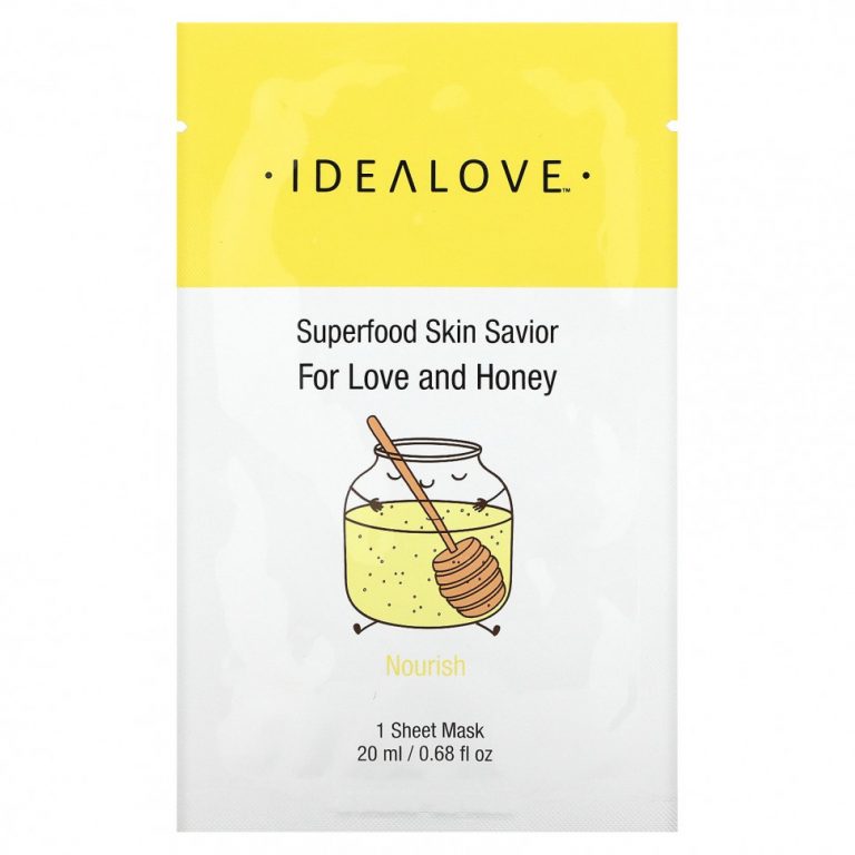 Idealove, Superfood Skin Savior, от любви и меда, 1 тканевая маска, 20 мл (0,68 жидк. Унции)